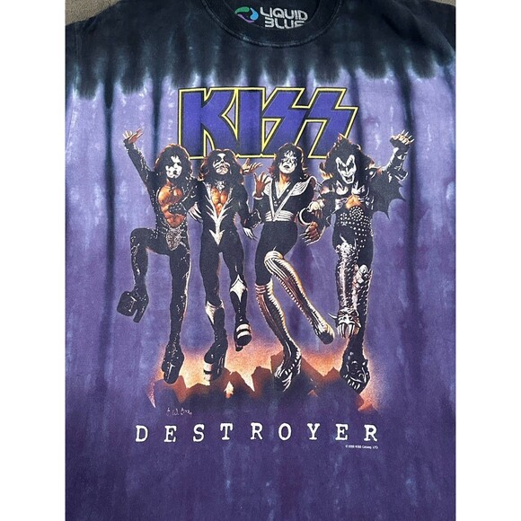 Liquid Blue Kiss Destroyer T Shirt Mens Small Short Sleeve 2005 Tye Dye - Picture 2 of 5